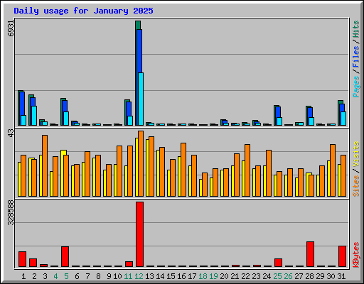 Daily usage for January 2025
